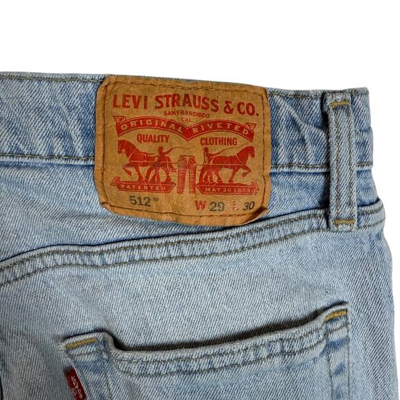 Levi's 512 Jeans Mens 29x29 Blue Denim Stretch Low-Rise Slim Taper Fit Zip Fly - Picture 12 of 15